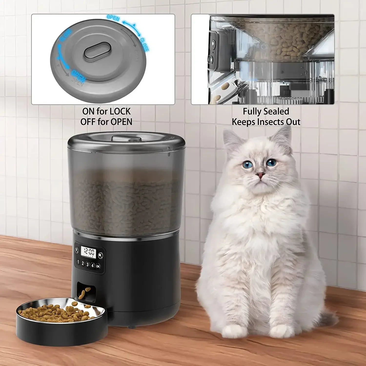 4L Automatic Smart Pet Food Dispenser - Wifi and App Controlled